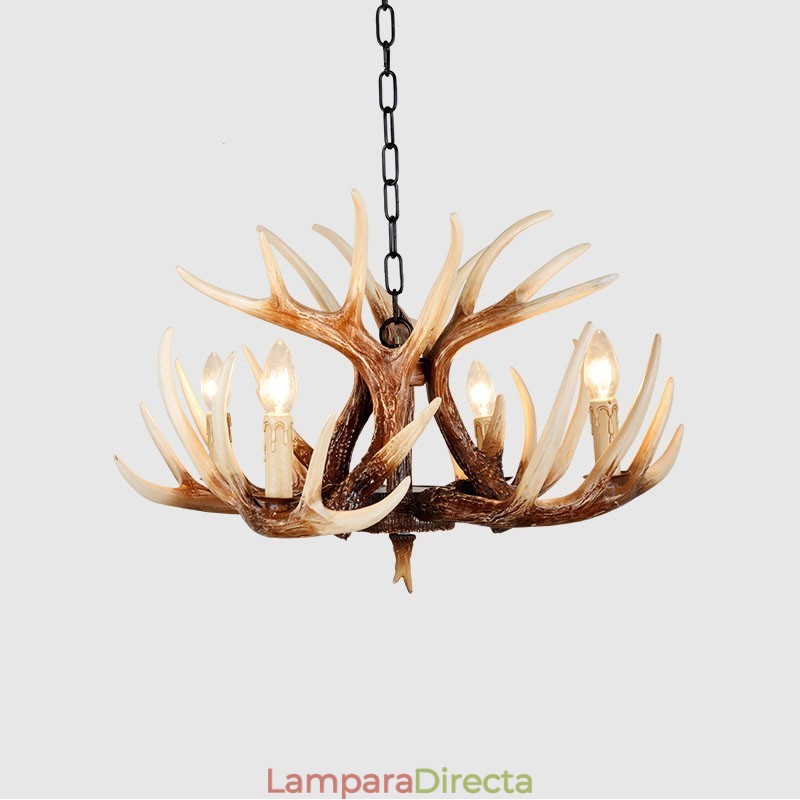 Lámpara de araña antigua de 4 luces con diseño rústico artístico retro de astas