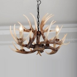 Lámpara de araña antigua de 4 luces con diseño rústico artístico retro de astas