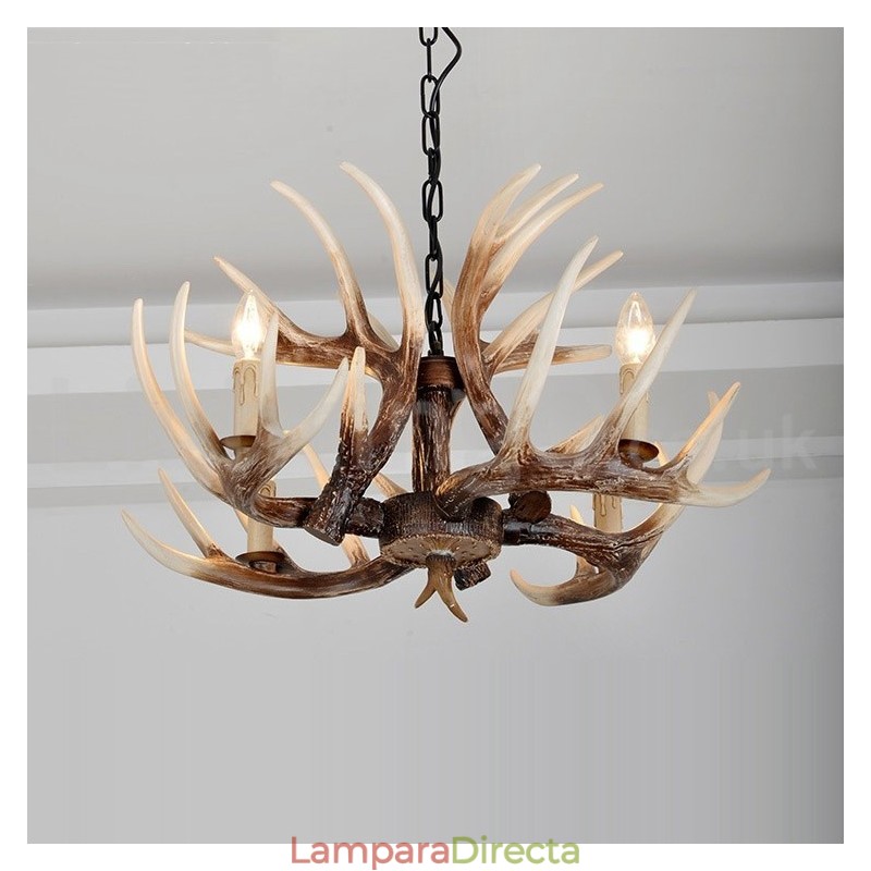 Lámpara de araña antigua de 4 luces con diseño rústico artístico retro de astas