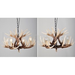 Lámpara de araña antigua de 4 luces con diseño rústico artístico retro de astas