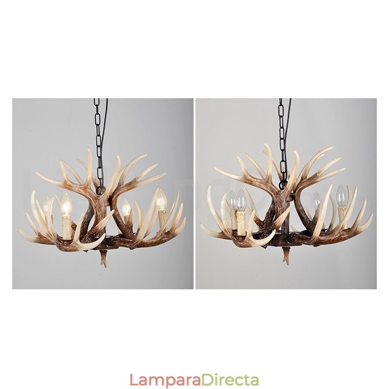 Lámpara de araña antigua de 4 luces con diseño rústico artístico retro de astas
