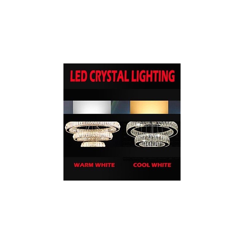 Lámparas de araña de cristal modernas, dos anillos D2040 K9, grandes lámparas de techo de cristal para el hogar.