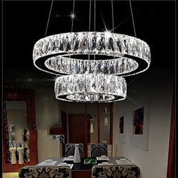 Lámparas de araña de cristal modernas, dos anillos D2040 K9, grandes lámparas de techo de cristal para el hogar.