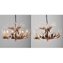 Lámpara de araña vintage rústica con diseño artístico de astas, estilo retro, de 6 luces