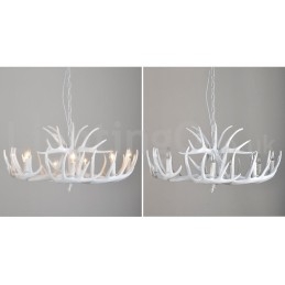 Lámpara de araña rústica artística retro de 9 luces con forma de asta blanca