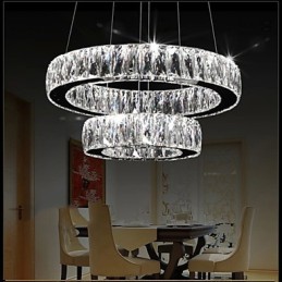 Lámparas de araña de cristal modernas, dos anillos D2040 K9, grandes lámparas de techo de cristal para el hogar.