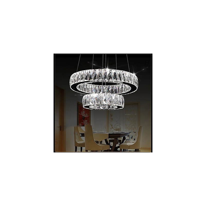 Lámparas de araña de cristal modernas, dos anillos D2040 K9, grandes lámparas de techo de cristal para el hogar.