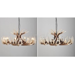 Lámpara de araña vintage rústica artística de 9 luces con diseño de astas retro