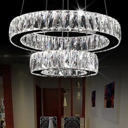 Lámparas de araña de cristal modernas, dos anillos D2040 K9, grandes lámparas de techo de cristal para el hogar.
