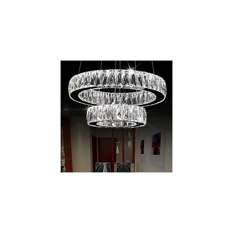 Lámparas de araña de cristal modernas, dos anillos D2040 K9, grandes lámparas de techo de cristal para el hogar.