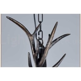 Lámpara de araña vintage rústica, artística, retro, de asta negra, de 6 luces