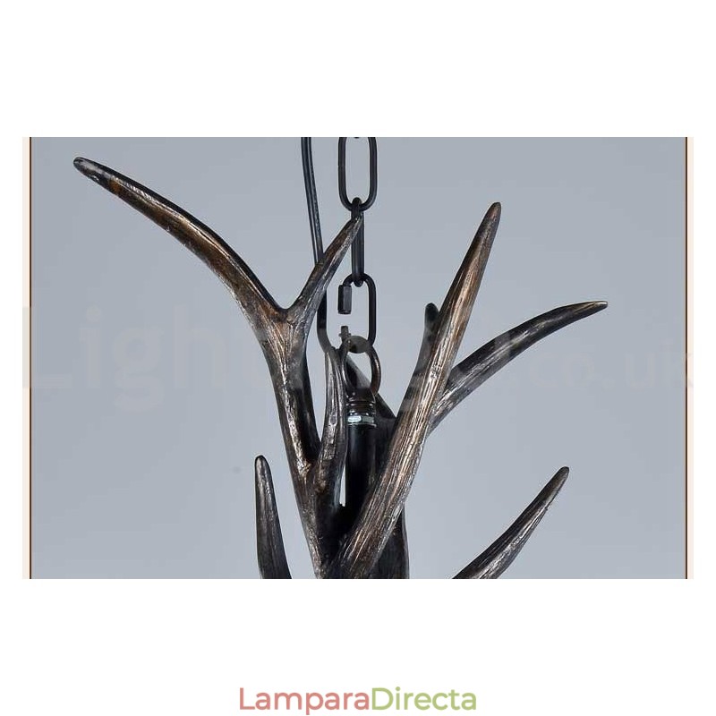 Lámpara de araña vintage rústica, artística, retro, de asta negra, de 6 luces