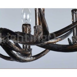 Lámpara de araña vintage rústica, artística, retro, de asta negra, de 6 luces