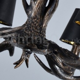 Lámpara de araña vintage rústica, artística, retro, de asta negra, de 6 luces