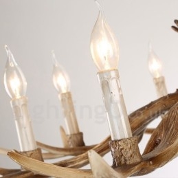 Lámpara de araña rústica artística retro de 8 luces con forma de asta.