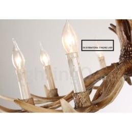 Lámpara de araña rústica artística retro de 8 luces con forma de asta.