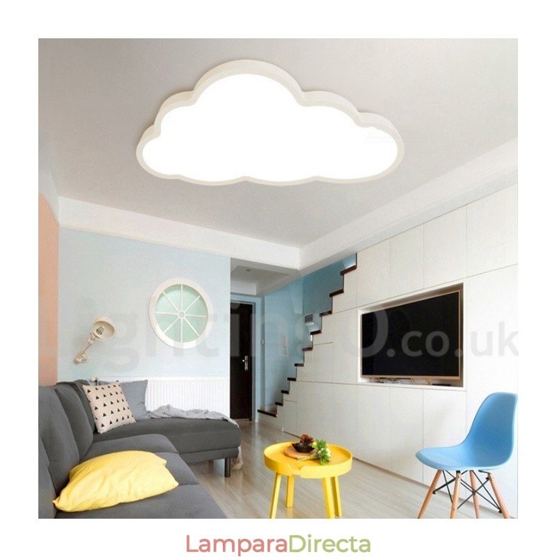 Lámpara de techo empotrada de estilo nórdico moderno, contemporáneo y regulable, con nubes ultrafinas y pantalla acrílica, con control remoto. También se puede usar como luz de pared.