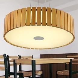 Lámpara de araña estilo mini linterna de madera de bambú