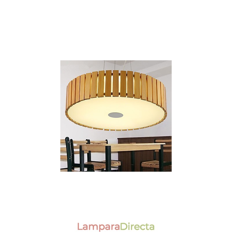 Lámpara de araña estilo mini linterna de madera de bambú