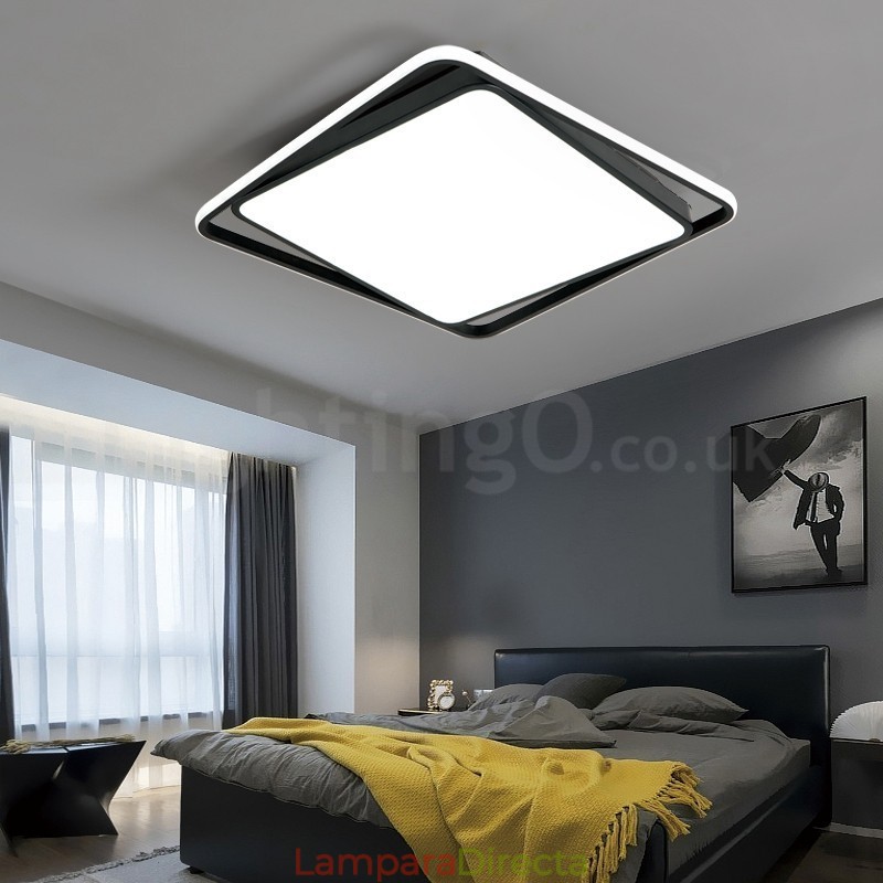 Lámpara de techo empotrada cuadrada, moderna y exquisita, en blanco y negro