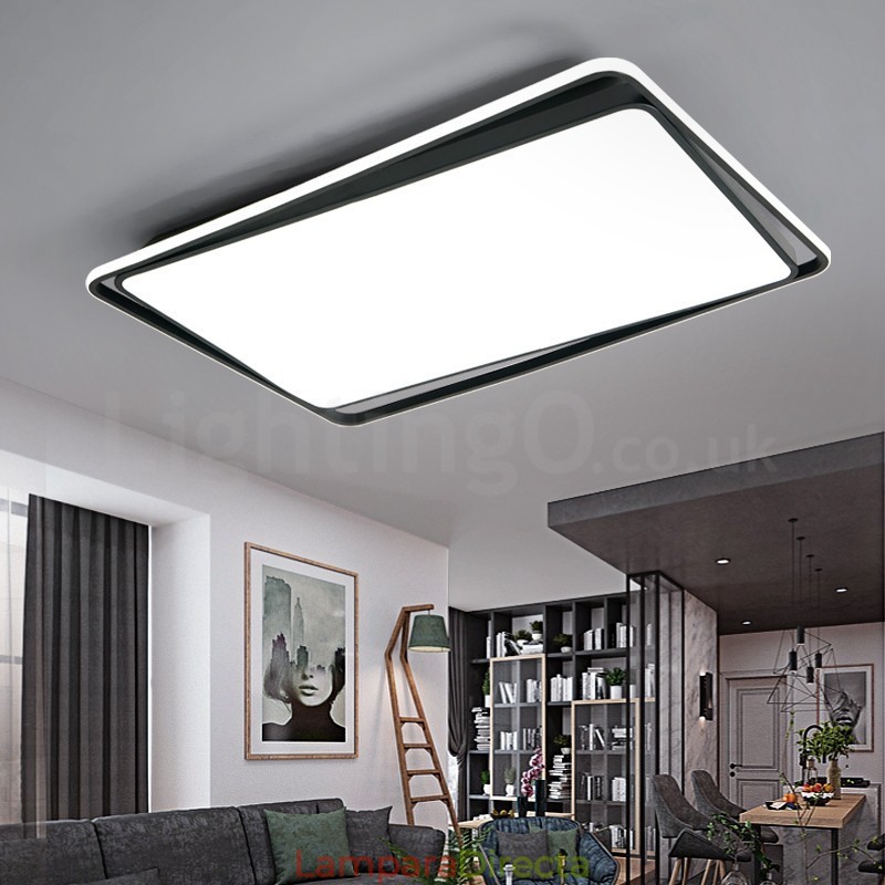 Lámpara de techo empotrada rectangular moderna de moda en blanco y negro