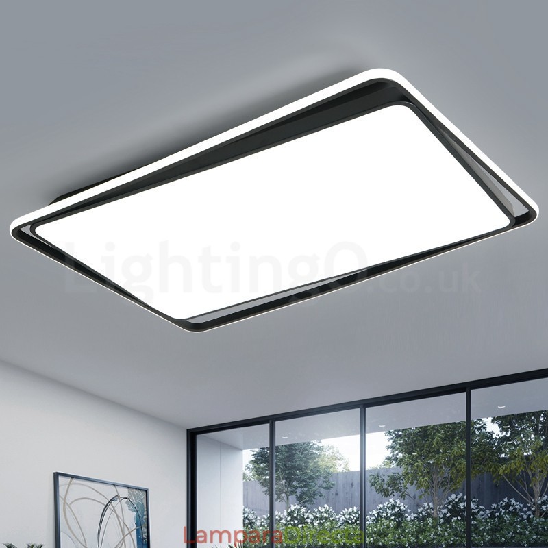 Lámpara de techo empotrada rectangular moderna de moda en blanco y negro