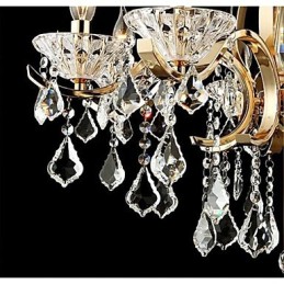 Lámpara de araña de cristal de hierro forjado dorado de alta calidad de 6 luces