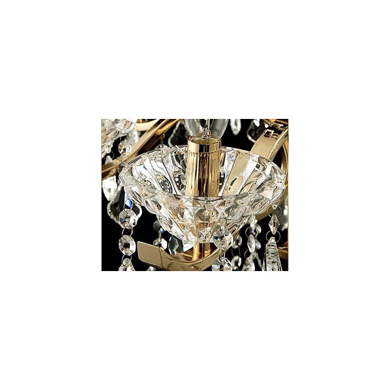 Lámpara de araña de cristal de hierro forjado dorado de alta calidad de 6 luces