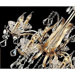 Lámpara de araña de cristal de hierro forjado dorado de alta calidad de 6 luces