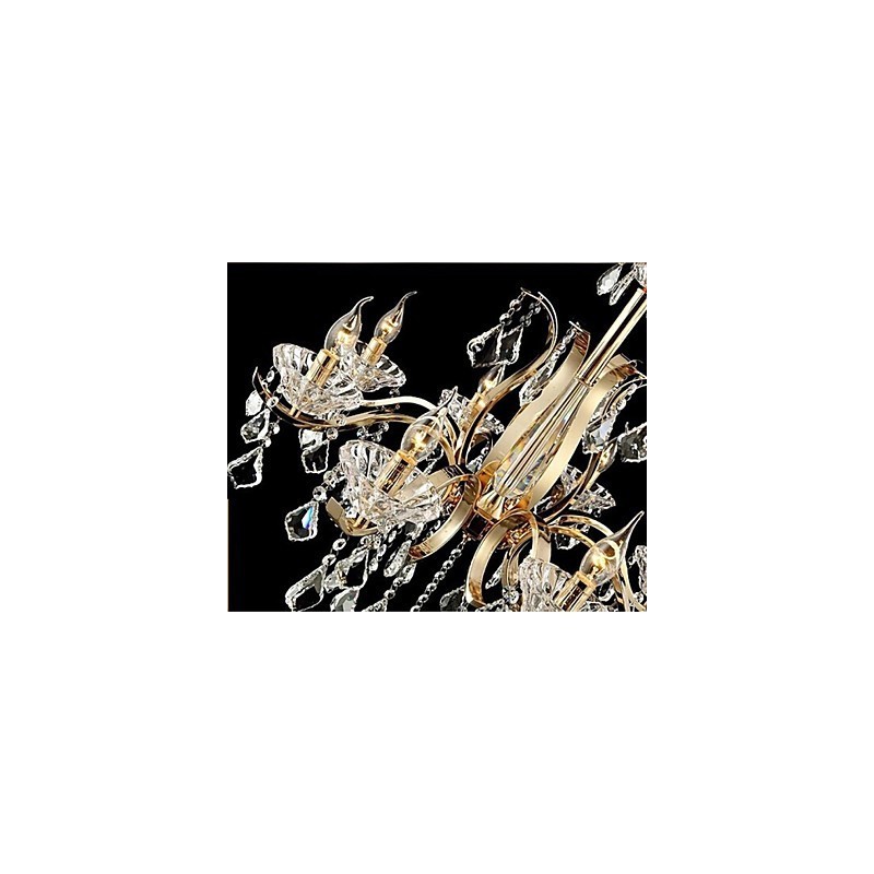 Lámpara de araña de cristal de hierro forjado dorado de alta calidad de 6 luces