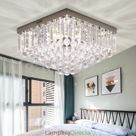 Lámparas de techo empotradas de cristal cuadradas contemporáneas de 40 cm y 50 cm Lámparas de techo empotradas de cristal cuadradas contemporáneas de 40 cm y 50 cm