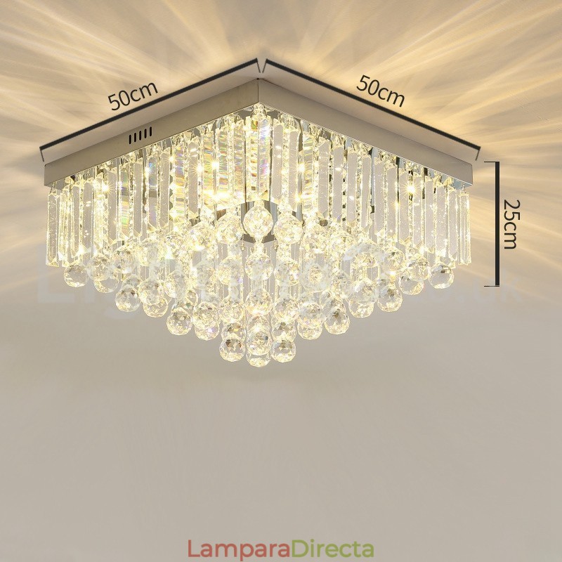 Lámparas de techo empotradas de cristal cuadradas contemporáneas de 40 cm y 50 cm