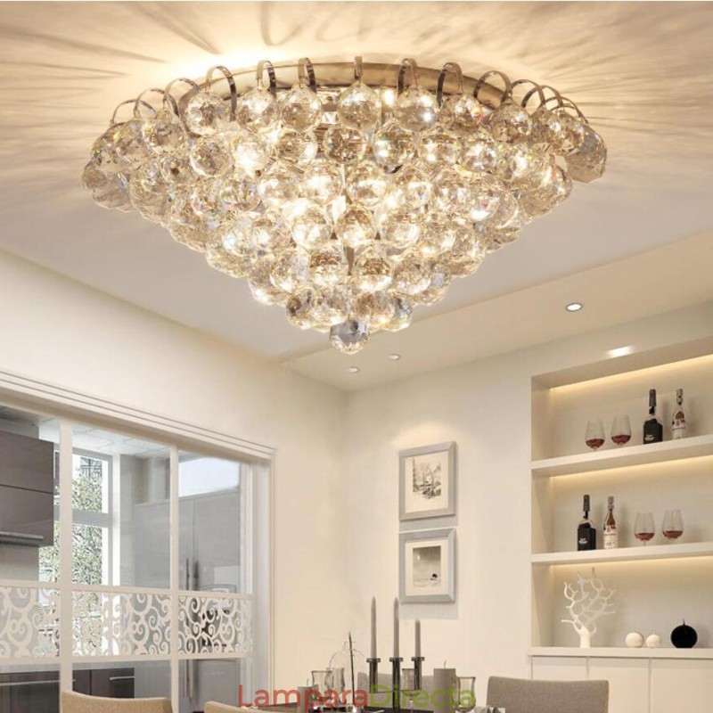 Lámparas de techo contemporáneas empotradas de cristal redondas de 30 cm y 55 cm