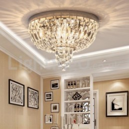 Lámparas de techo de cristal contemporáneas, exquisitas y redondas, con montaje empotrado