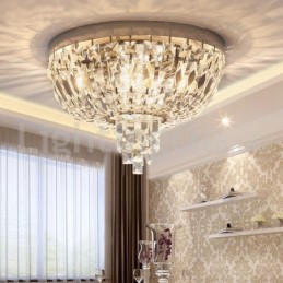 Lámparas de techo de cristal contemporáneas, exquisitas y redondas, con montaje empotrado