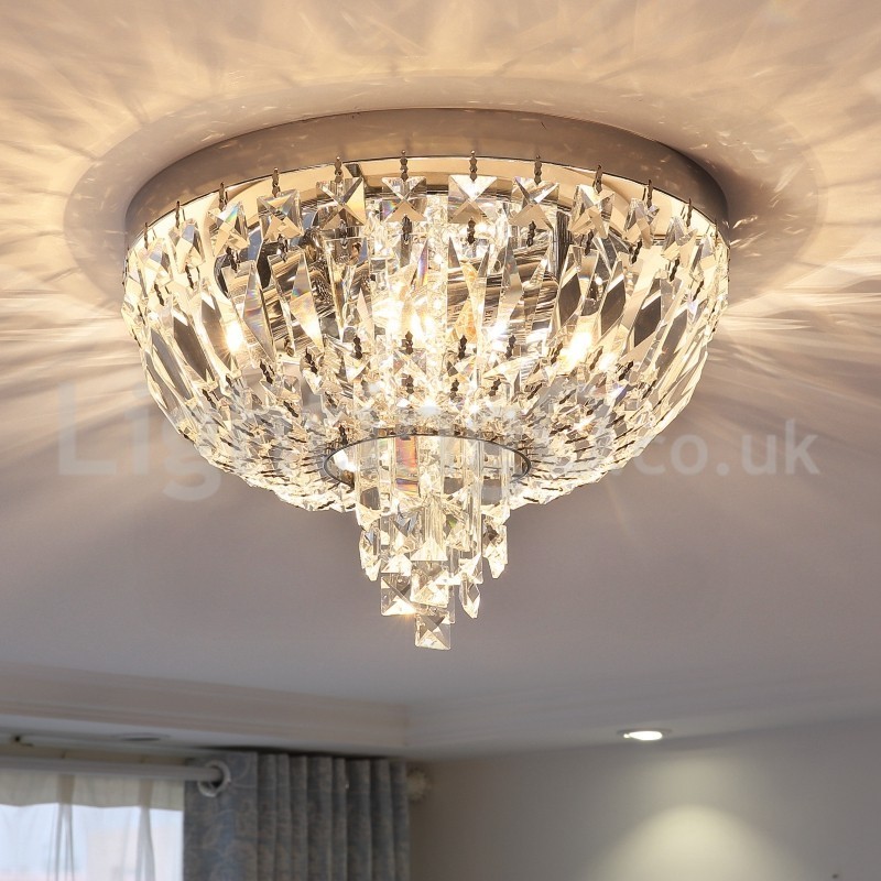 Lámparas de techo de cristal contemporáneas, exquisitas y redondas, con montaje empotrado