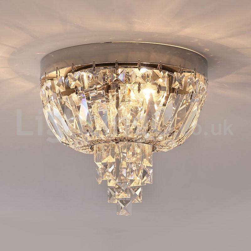Lámparas de techo de cristal contemporáneas, exquisitas y redondas, con montaje empotrado