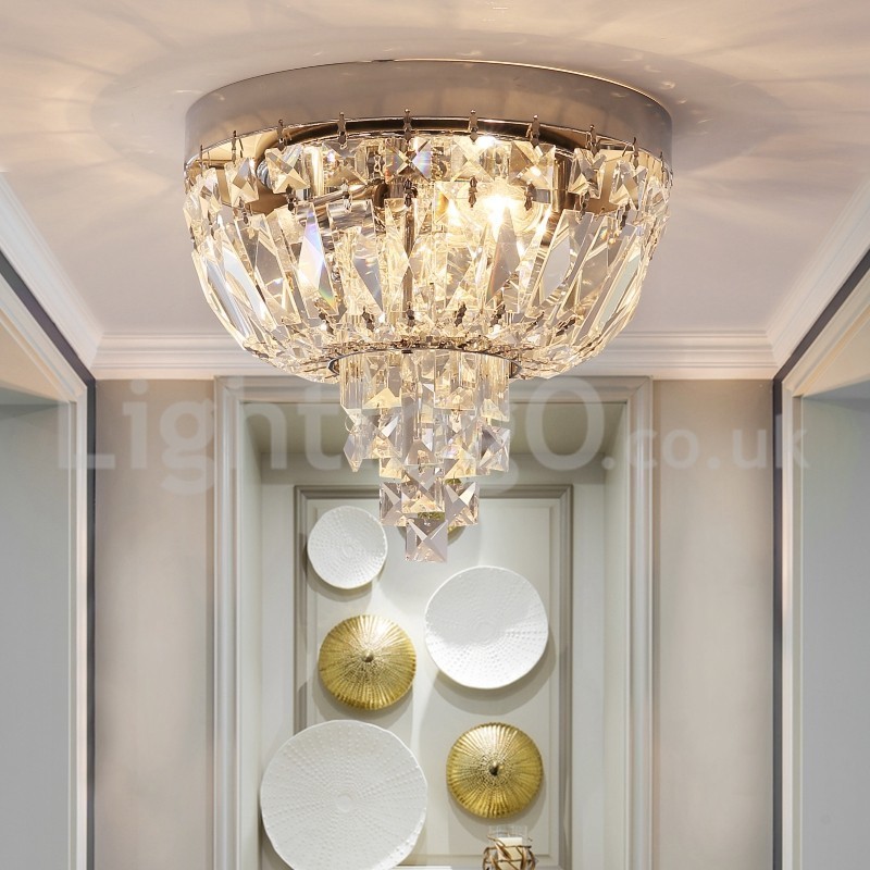 Lámparas de techo de cristal contemporáneas, exquisitas y redondas, con montaje empotrado
