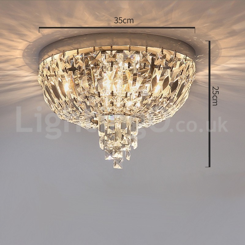 Lámparas de techo de cristal contemporáneas, exquisitas y redondas, con montaje empotrado