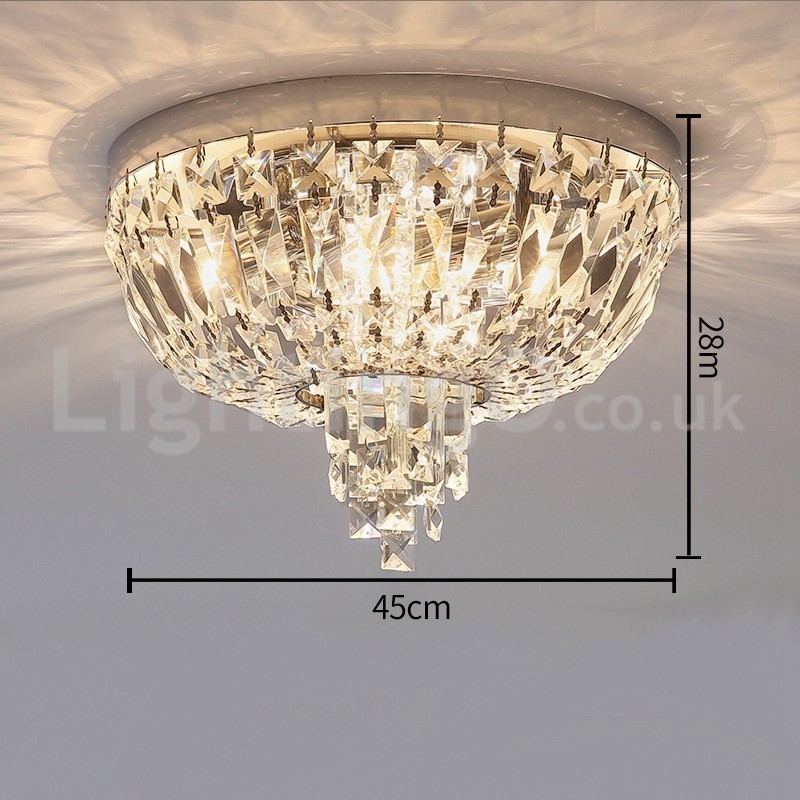 Lámparas de techo de cristal contemporáneas, exquisitas y redondas, con montaje empotrado