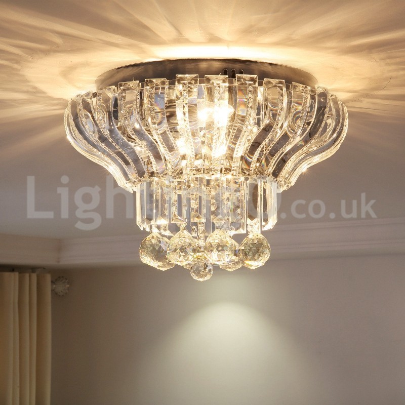 Lámparas de techo de cristal empotradas redondas modernas y contemporáneas de 38 cm y 57 cm
