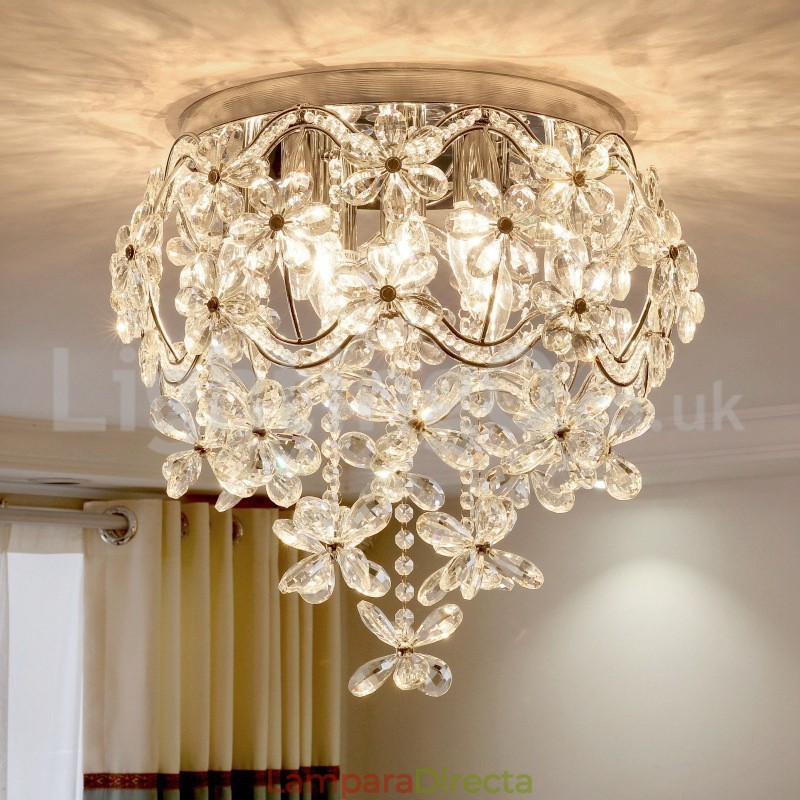 Lámparas de techo de cristal modernas y modernas de 48 cm con montaje empotrado redondo