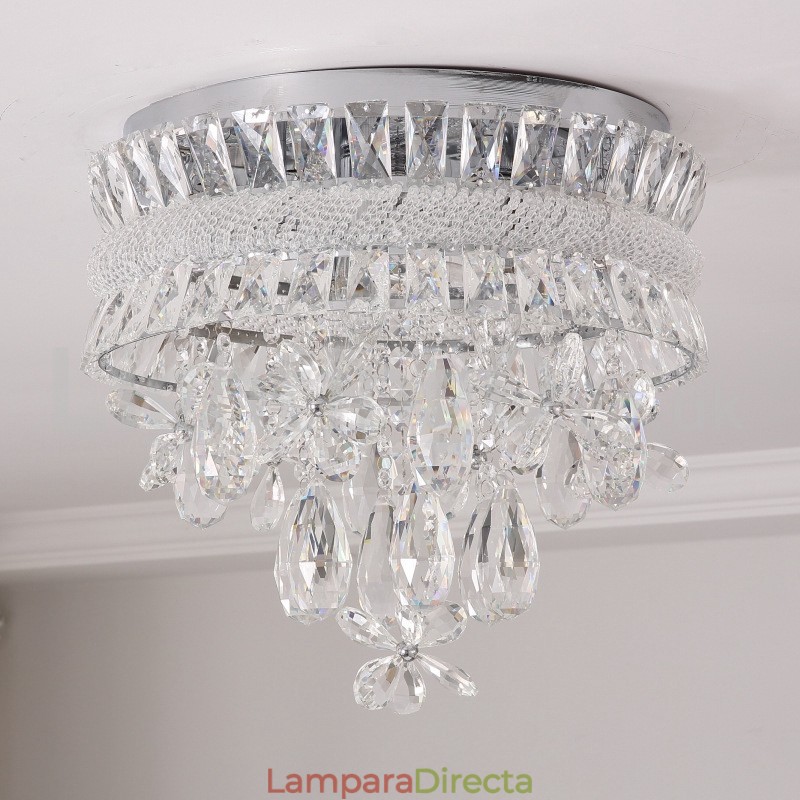 Lámparas de techo de cristal modernas y económicas de 40 cm con montaje empotrado redondo