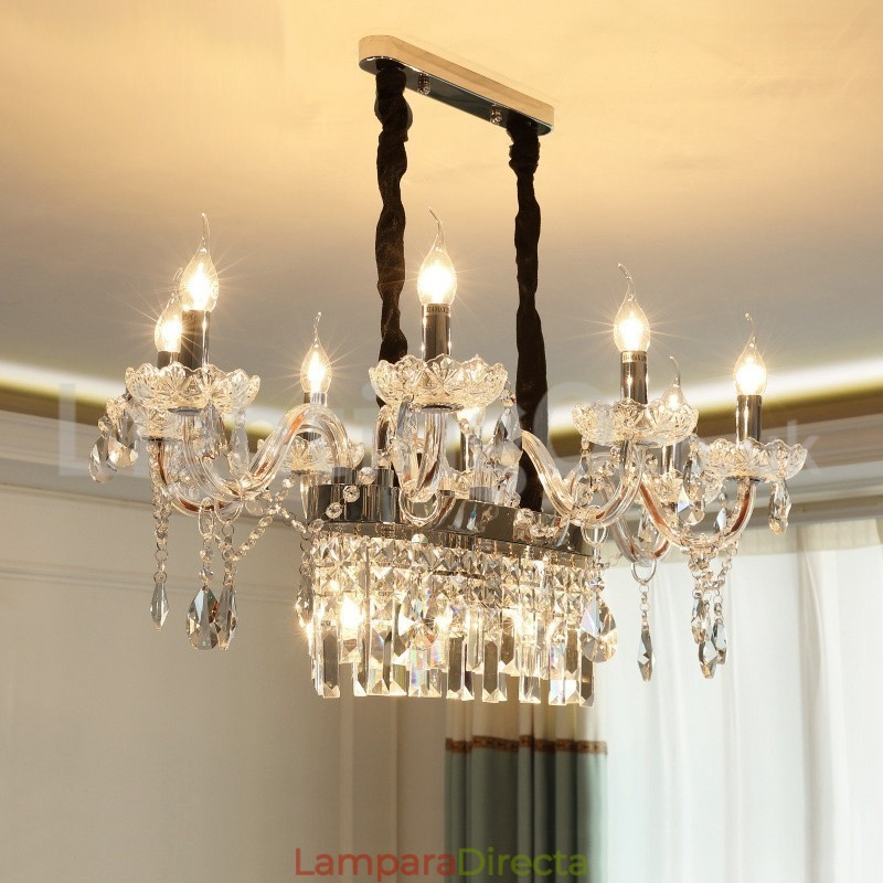 Lámpara de araña de cristal con forma de vela creativa contemporánea