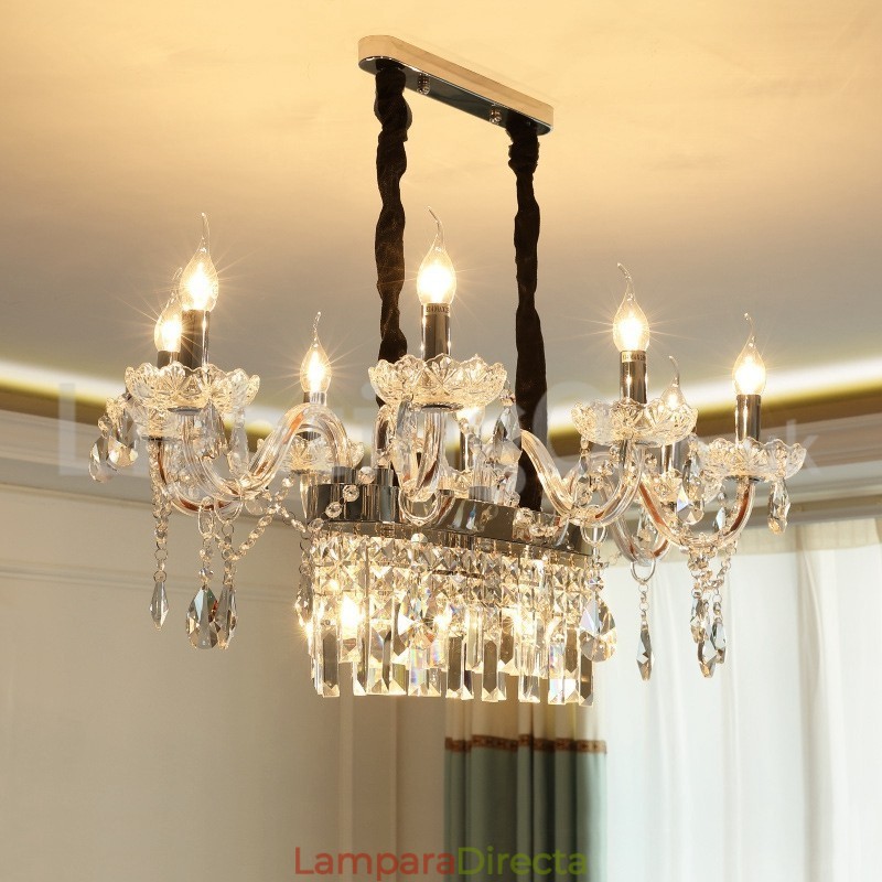 Lámpara de araña de cristal con forma de vela creativa contemporánea