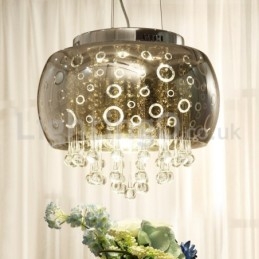 Lámpara colgante de cristal con pantalla redonda de 40 cm moderna