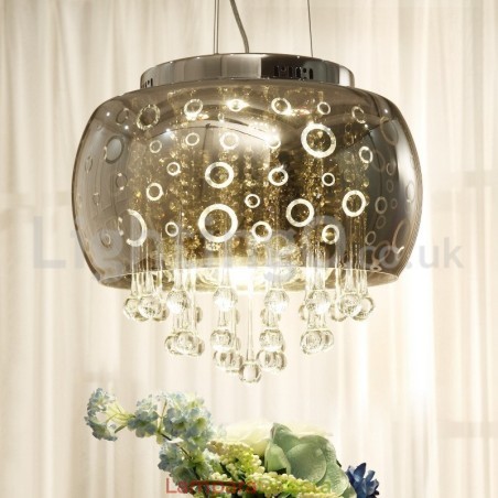Lámpara colgante de cristal con pantalla redonda de 40 cm moderna Lámpara colgante de cristal con pantalla redonda de 40 cm moderna