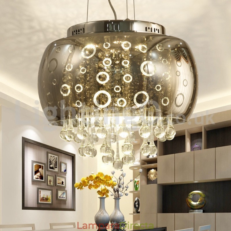 Lámpara colgante de cristal con pantalla redonda de 40 cm moderna