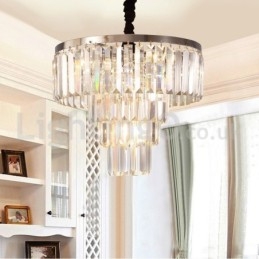 Lámpara colgante de cristal redonda de 4 niveles, elegante y moderna, a buen precio.