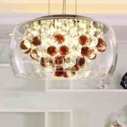 Lámpara colgante de cristal moderna de 40 cm y 50 cm con pantalla redonda de cristal transparente.